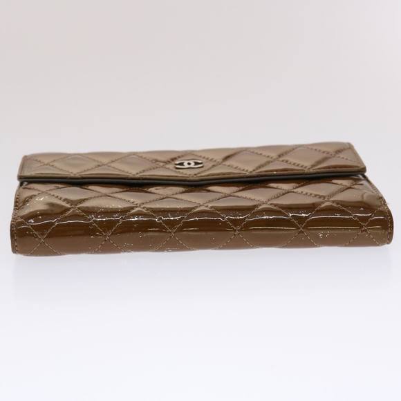 CHANEL Matelasse Wallet Patent Leather Brown CC Auth yk7893 - Picture 7 of 16